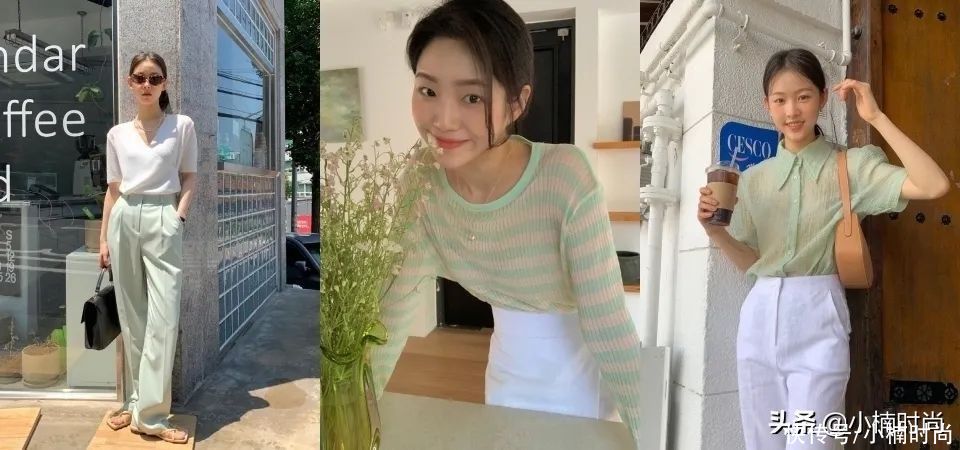 小楠|清透感更清爽迷人！女生夏日浅牛油果色日常搭配推荐