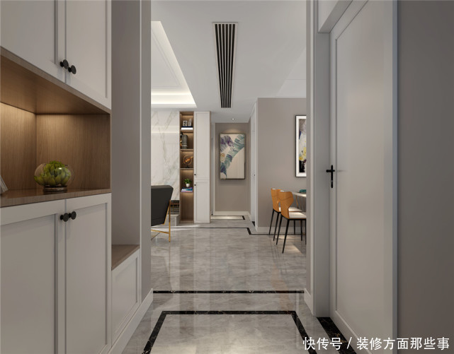 玄关|115平现代风三居室,玄关简单大方白色的主色调很美