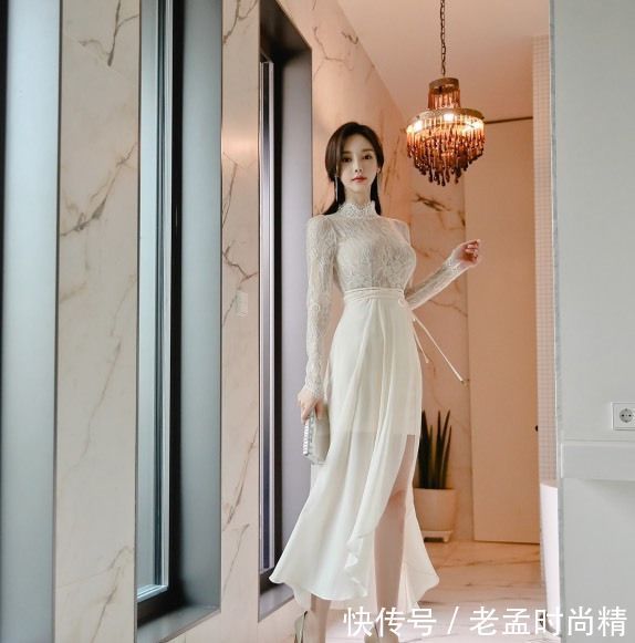 美珠 美珠时尚穿搭高清写真,温婉的白色连衣裙,仙气飘飘美得不像话