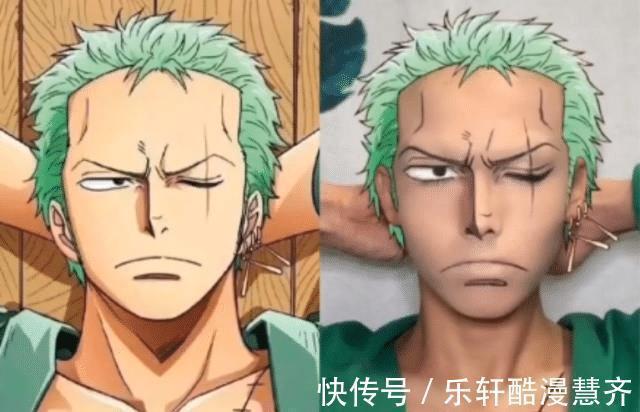 索隆|小哥仿妆鸣人和索隆,开始觉得底子不好,最后感叹打破次元壁