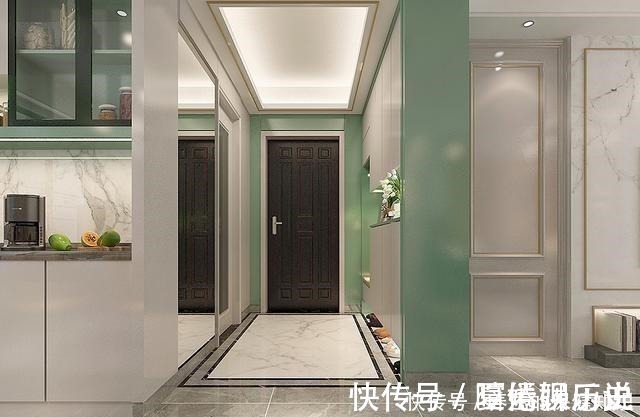 现代|140平米现代轻奢风格,鞋柜柜体做薄荷绿,一入户就被惊艳到了!