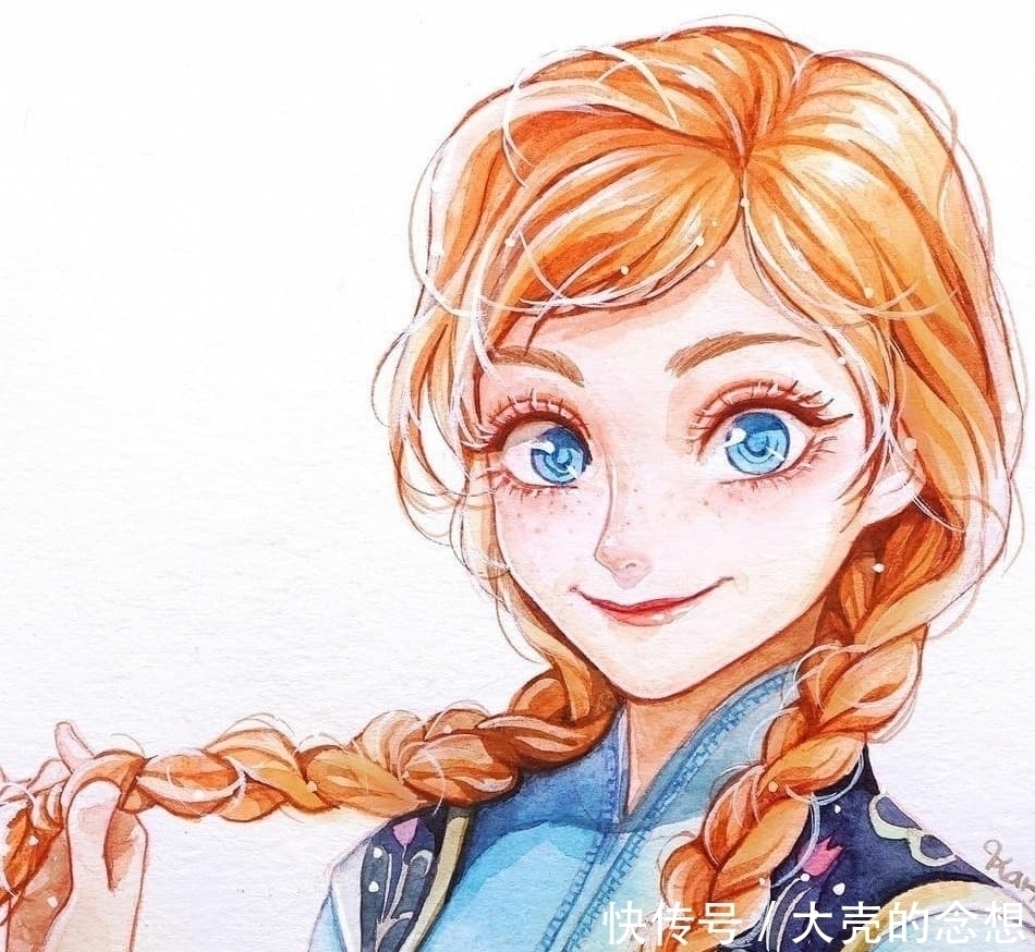 水彩画$画师绘制迪士尼公主水彩画,公主颜值提升,美颜效果明显