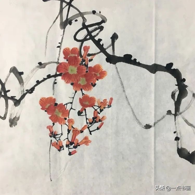 凌霄花！写意《凌霄花下嬉雏鸡》绘画教程