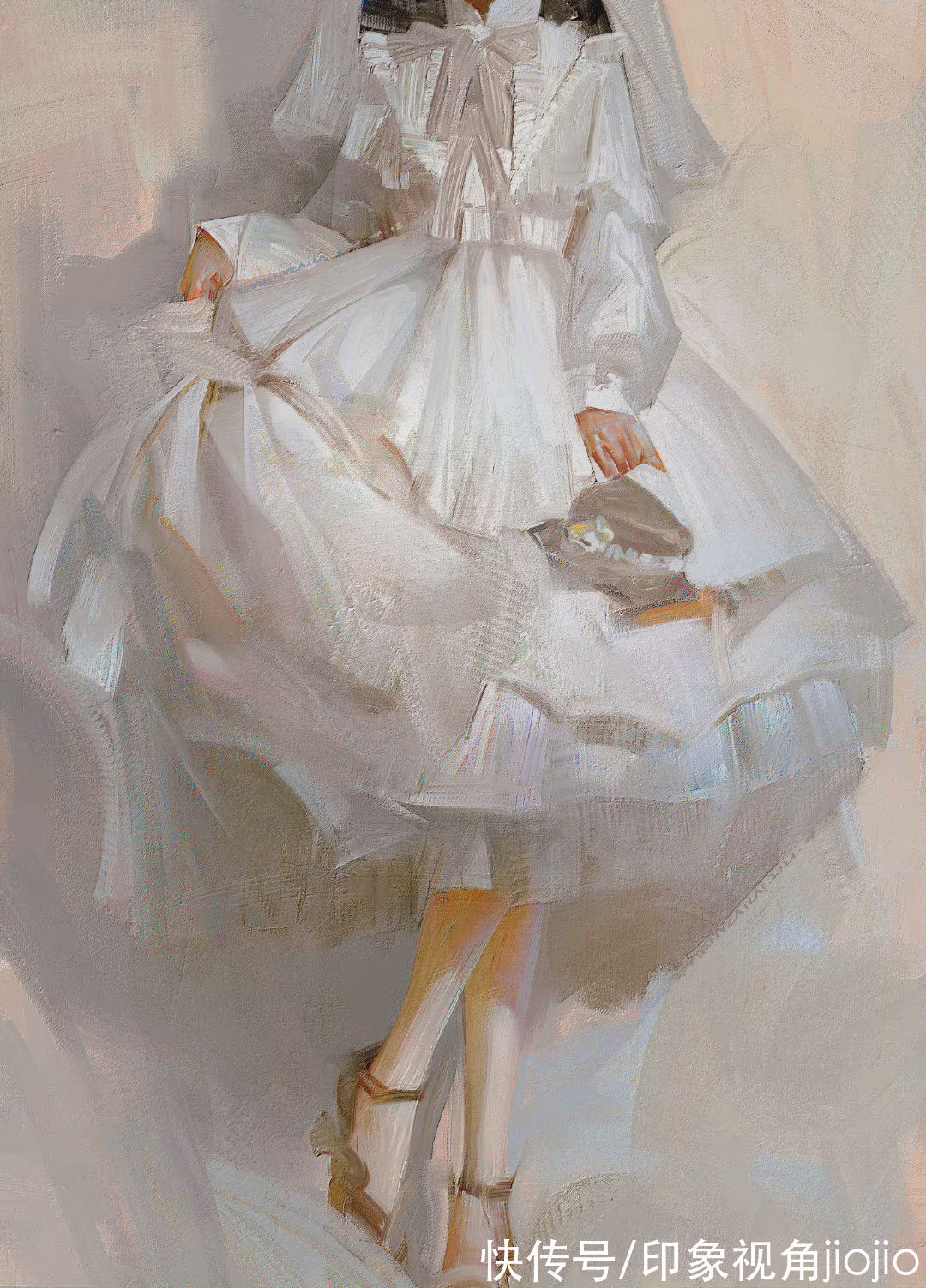 插画作品$高级油画质感的插画作品,笔下的白衣少女太梦幻了