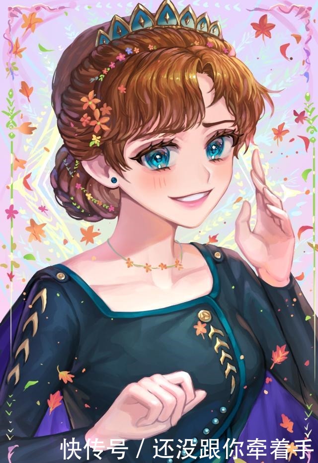 色彩缤纷|迪士尼公主变“日漫女主角”，色彩缤纷很特别，微笑的艾莎最好看