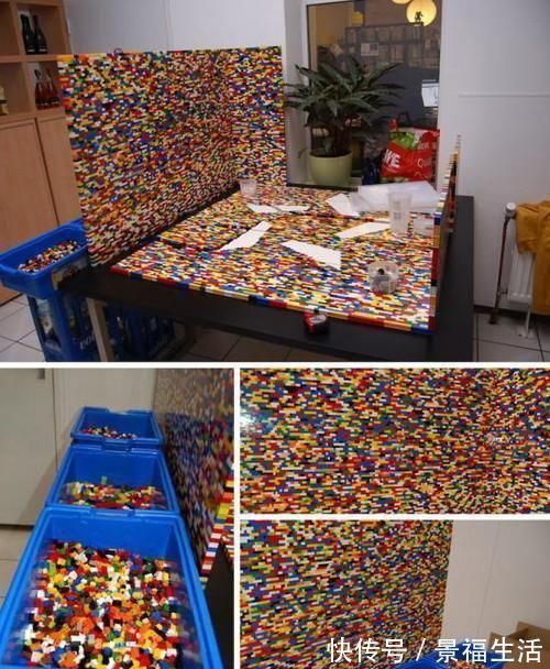 乐高玩具|孩子不玩的乐高玩具,老公攒了1000个拿去补墙角,效果太赞