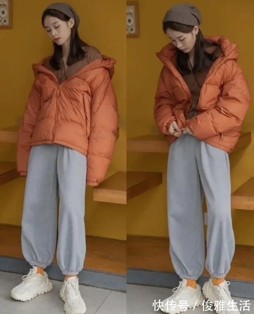 半身裙 今年冬季,羽绒服流行穿“短”不穿长,学会这样搭配,真显高