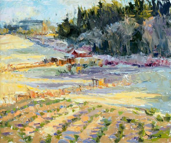 塔尔萨大学&窗外的景色 浓郁的色彩，戴安娜·恩斯沃思的风景油画