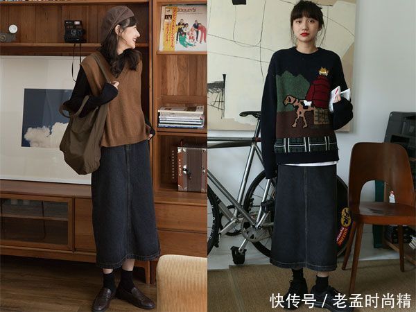 时髦又经典的牛仔半身裙,怎么搭配都超有范儿