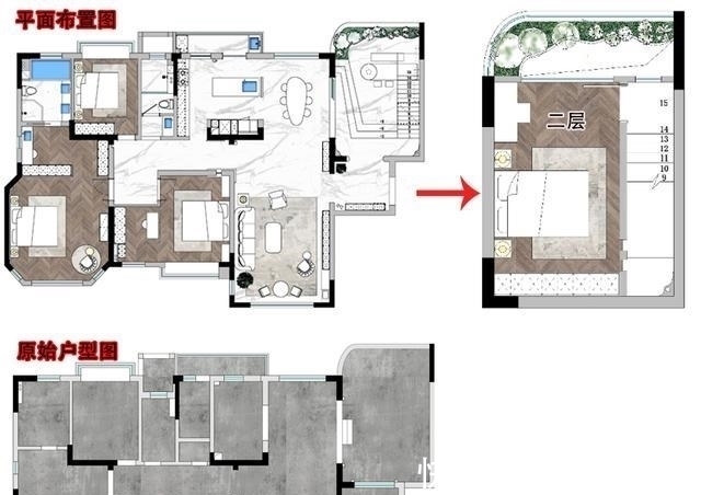 大平层|合肥267㎡大平层,单层改跃层4室3厅,带观景茶室,独爱石材楼梯
