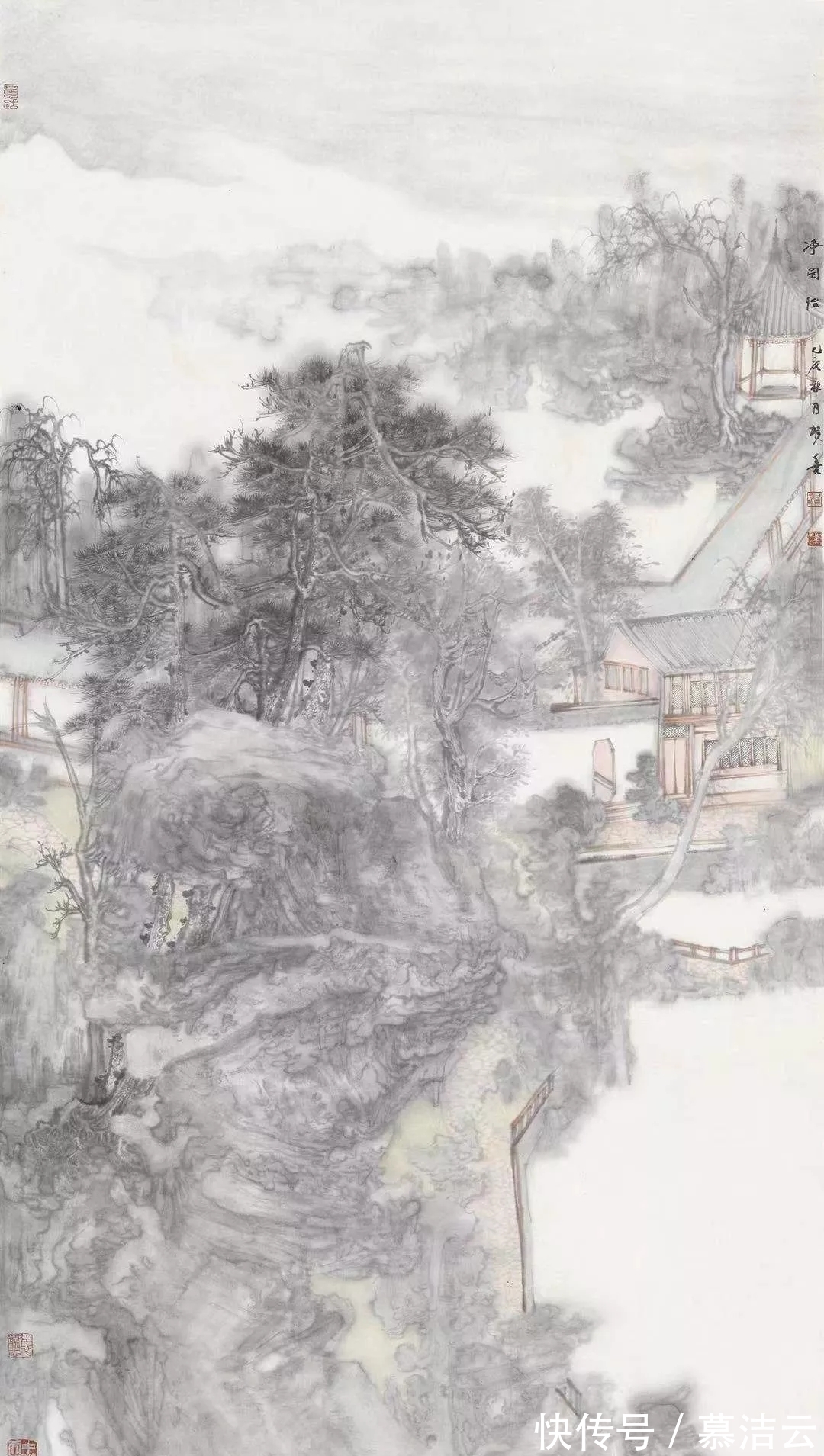 中国艺术$贺喜水墨山水画,以传统的笔墨现代的构成,奏出超脱尘世间的梵音