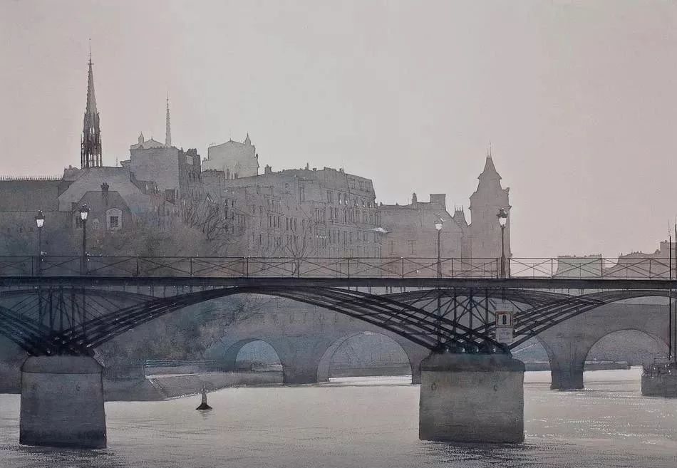 美术学院#Charles Villeneuve 的超美的城市风情水彩！