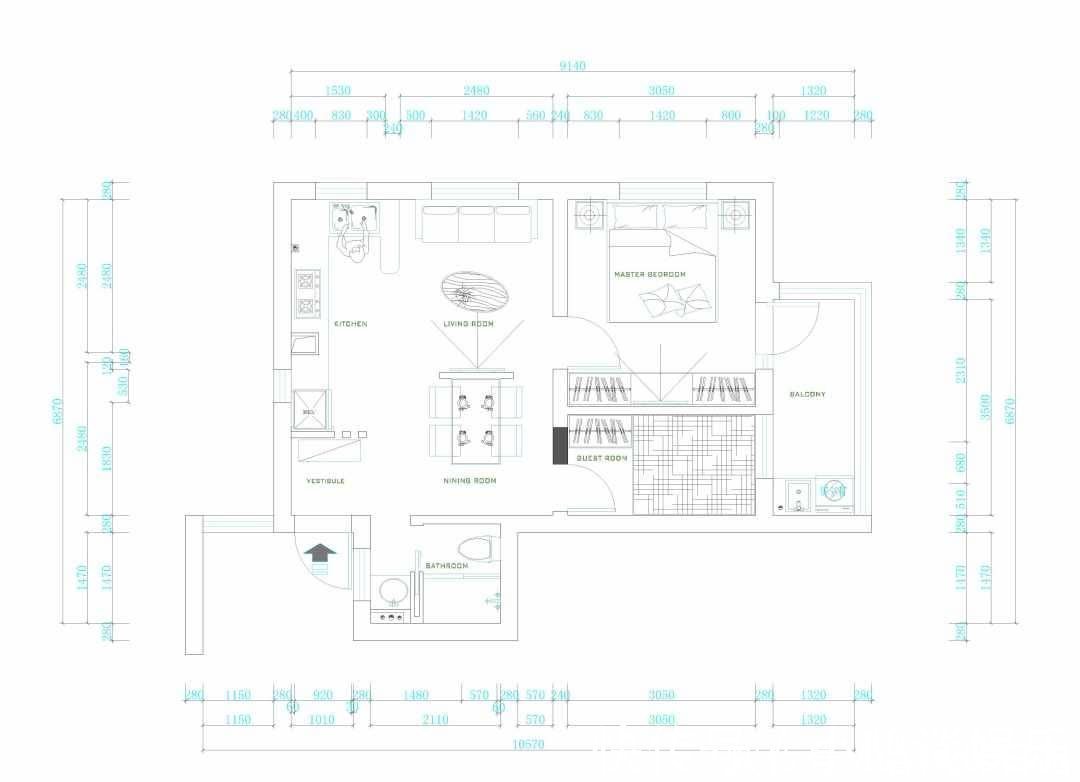 婚房|小夫妻20万打造48㎡婚房,卧室隔出次卧,客餐厨空间共用,牛!