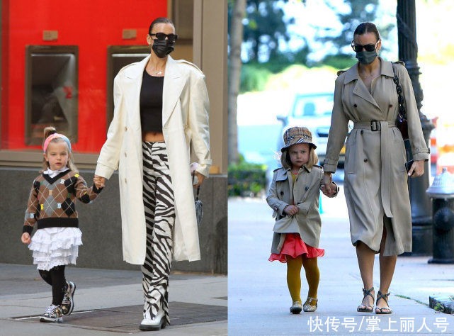 超模伊莲娜梳拳击辫，穿高弹裙撞衫“麻辣鸡”，女儿上学如走秀