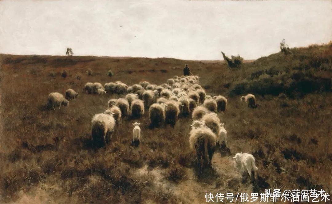 盛开的桃花|荷兰画家,海牙画派的代表人物~梵高妹夫的风景油画作品欣赏