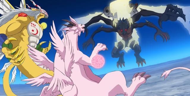 神龙兽|数码宝贝：神龙兽首秀完美，一拳打残千年兽，不愧金字塔级别实力