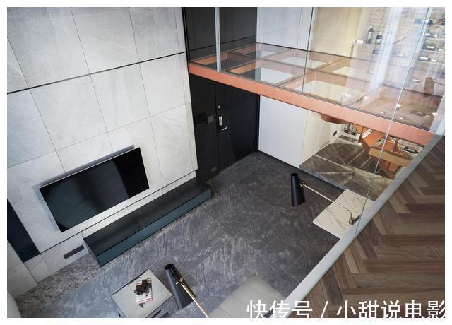 衣帽间|84㎡阳光loft，玫瑰金弧形旋梯、水平线性的灯光酒柜墙，超炫酷！