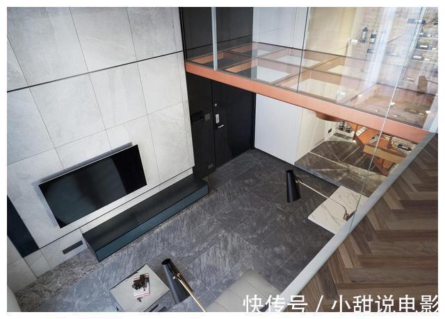 衣帽间|84㎡阳光loft,玫瑰金弧形旋梯、水平线性的灯光酒柜墙,超炫酷!