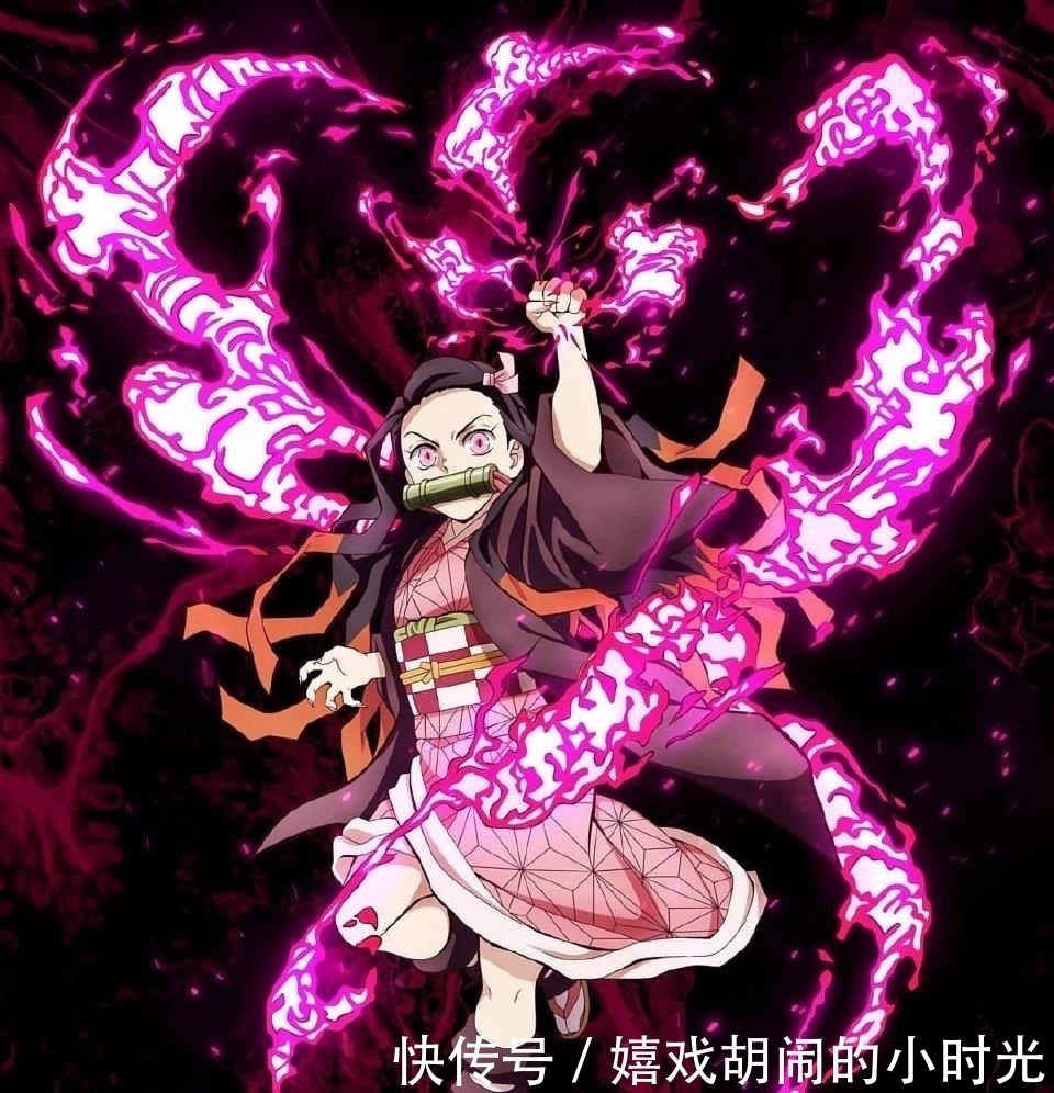 祢豆子|画师绘制《鬼灭之刃》同人,角色开启大招的瞬间,弥豆子太美了