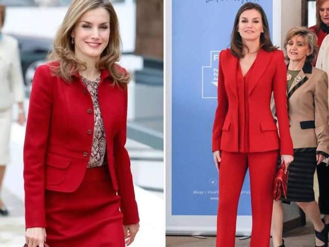  出门|西班牙王后“踩针”出门，穿一身“中国红”高级优雅，气质没得说
