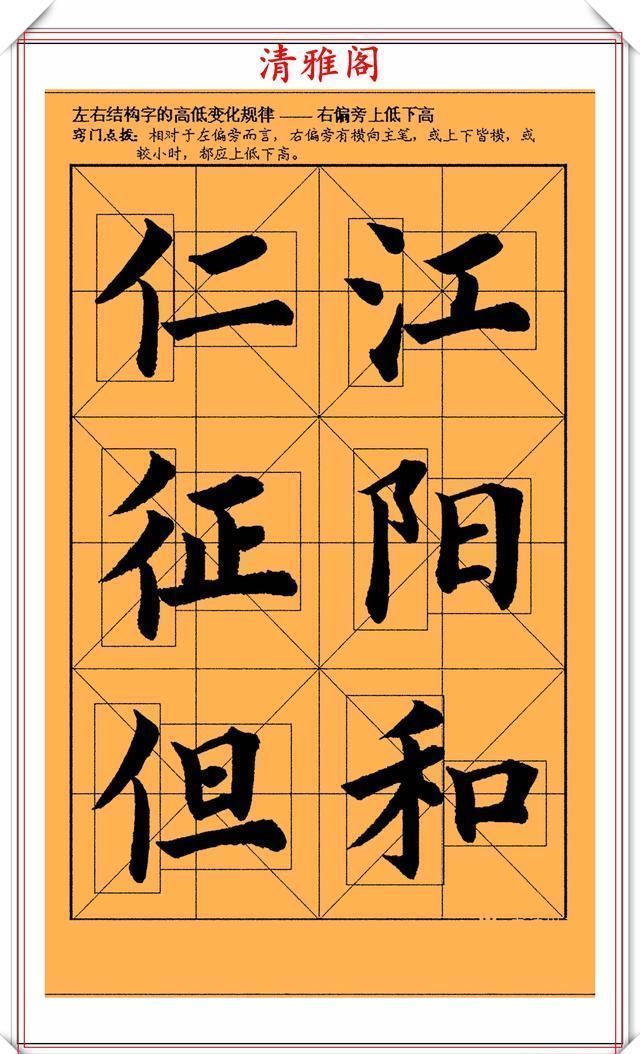 欧阳询楷书笔法学习字帖,偏旁结构技法演示,欧体楷书的帖学范本