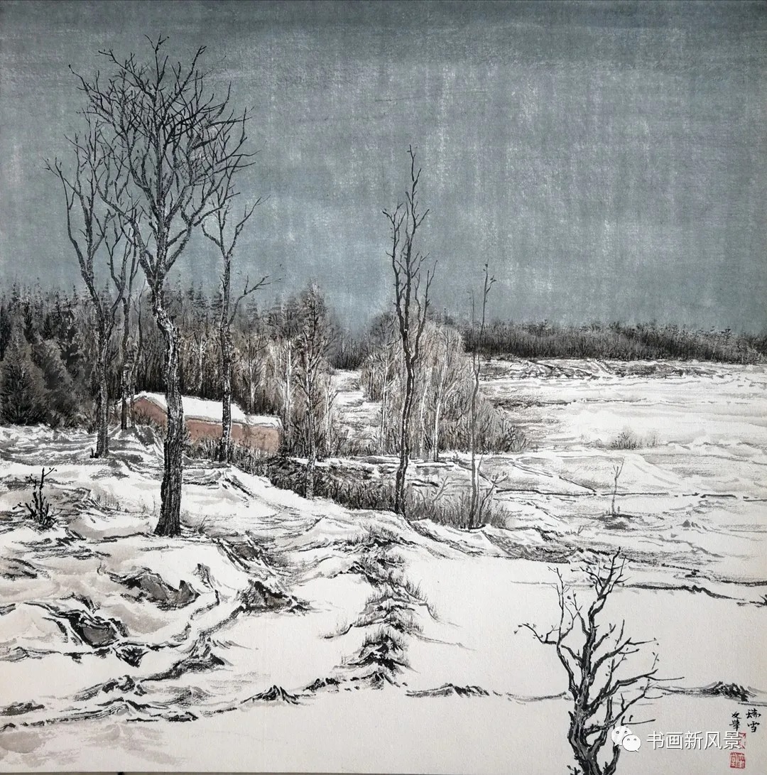 美术家协会@国画:家乡的雪
