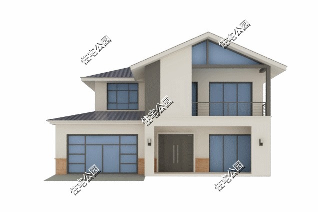 阳台|13×12米农村二层别墅,有车库有阳台,照图建房准没错