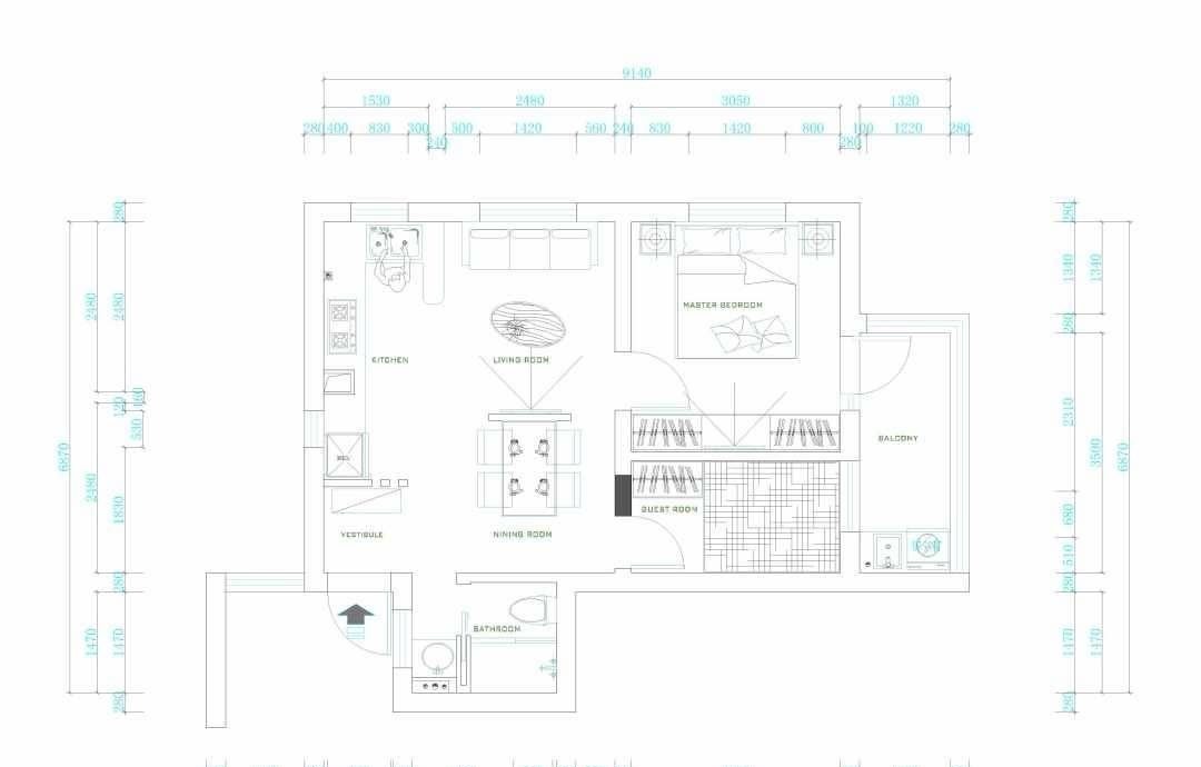玄关|小夫妻20万打造48㎡婚房，卧室隔出次卧，客餐厨空间共用，牛！