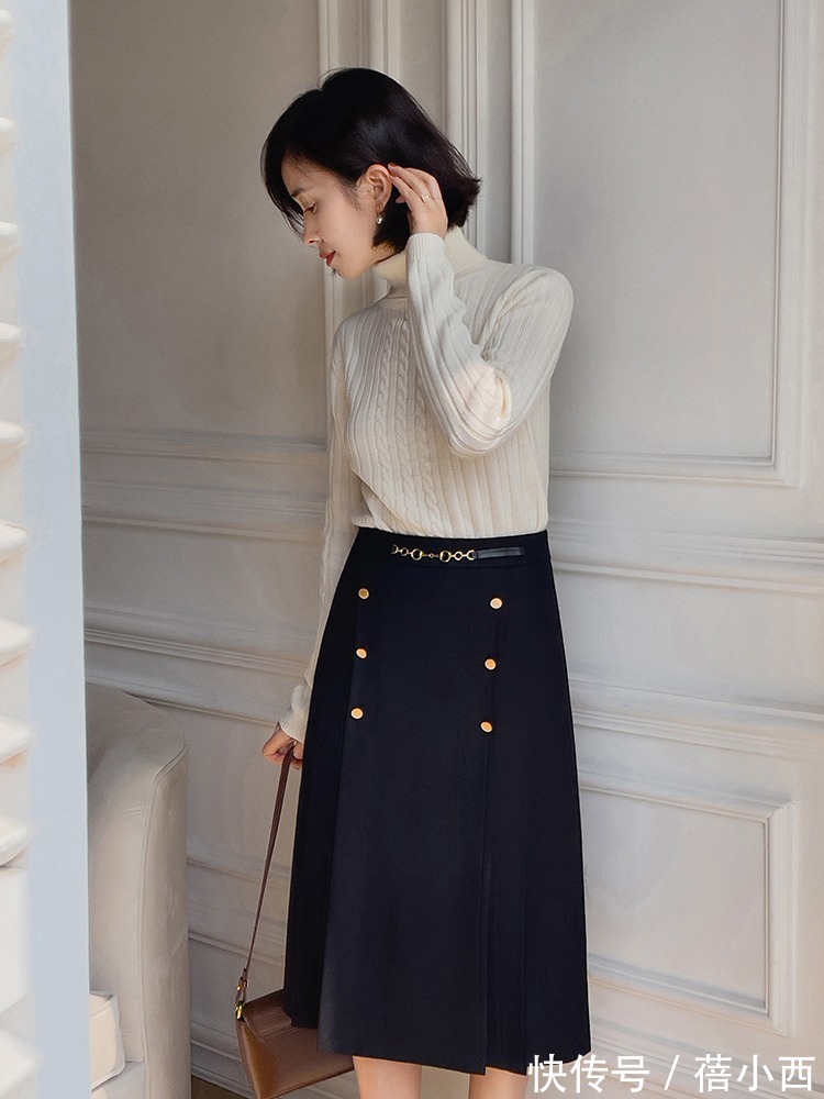 小姐姐|真正优雅的女人都爱这一组搭配:针织衫+半身裙,虽简约却很高级