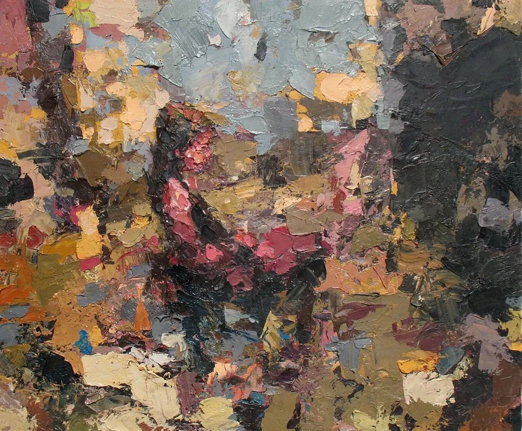 纹理&他将杂碎的色块,厚重的纹理,融于画中的人物