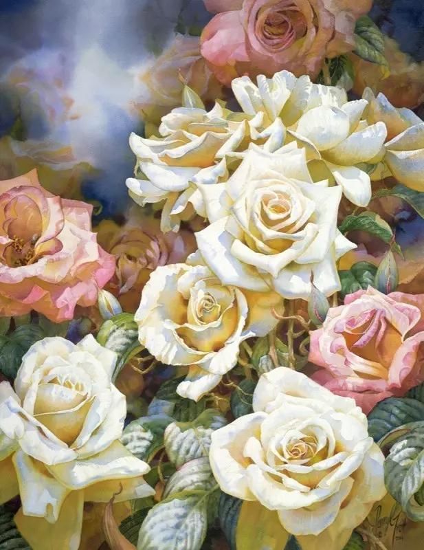 水彩&水彩画欣赏：澳大利亚水彩画家30张水彩花卉，动人