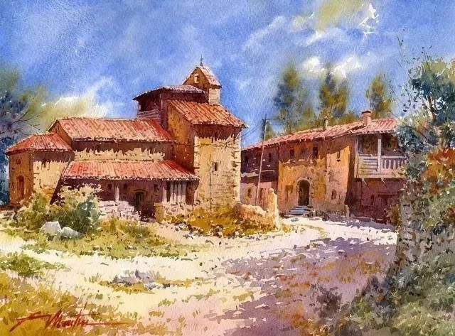 水色|西班牙艺术家的水彩风景画水色交融、生动自然,太迷人了