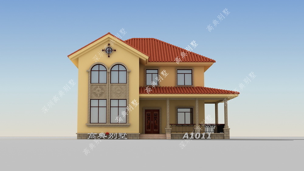 两层|这款欧式两层别墅,采用红色坡屋顶,象征着日子红红火火。