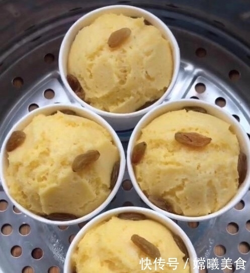 2个鸡蛋,做孩子爱吃的发糕,蓬松喧软,放凉吃也香,出锅吃3个