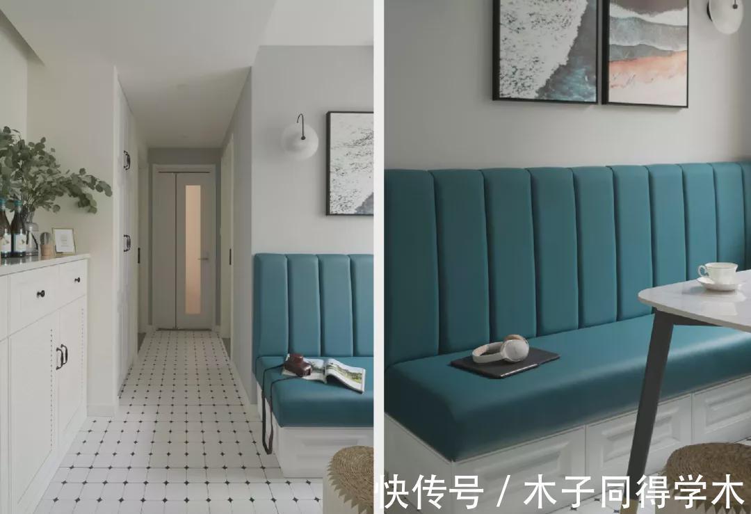 纯白色|50㎡小户型一室改两室,卡座客餐厅设计,变身多功能空间!