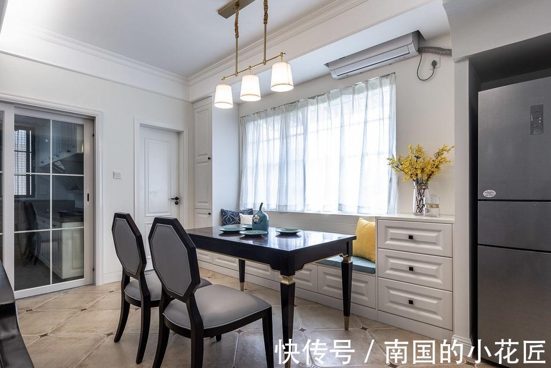 阳台|73平的美式空间,将餐厅设计在阳台,小阳台也可以如此实用