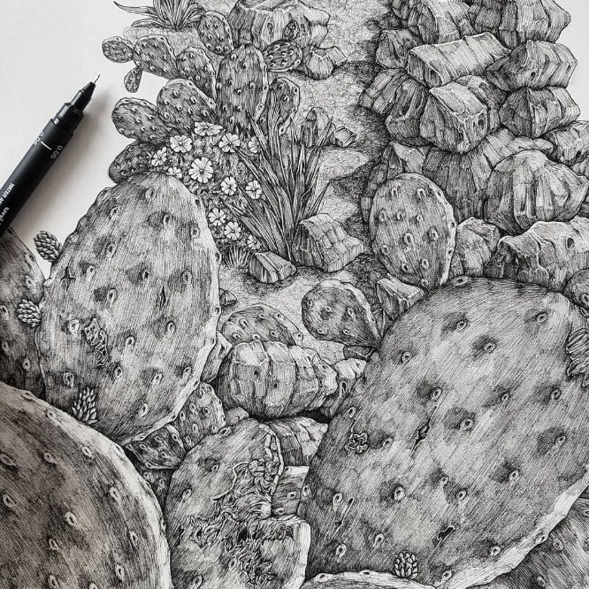 olivia@全球最“抠”美女画家,用一支2元针管笔惊艳世界