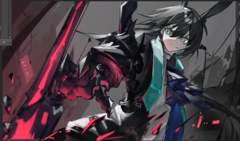  米娅|54张步骤图，带你绘制一个帅气的伪厚涂阿米娅