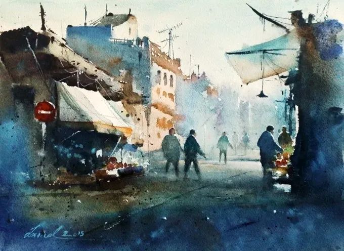 画面!极具美感的蓝绿水彩色调,如此画面,令人爱不舍手