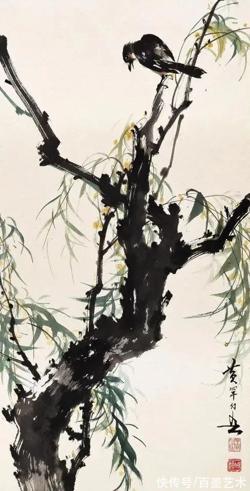 郑午昌@春风拂柳，春意浓！大师笔下的春柳太美了