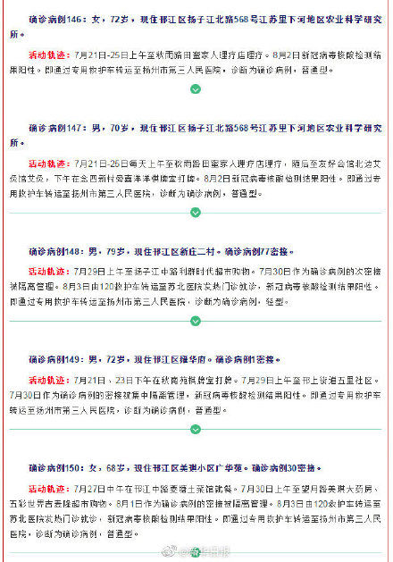 详情|扬州通报新增36例确诊病例详情