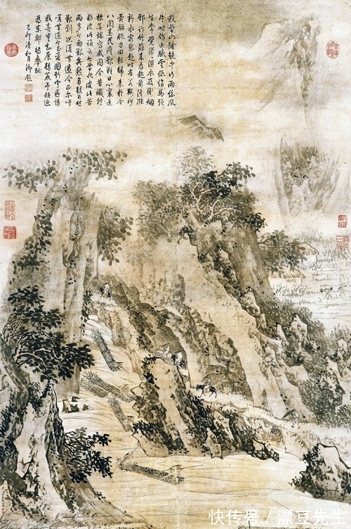 技法#有生活细节的山水画，金廷标绘《溪山行旅》