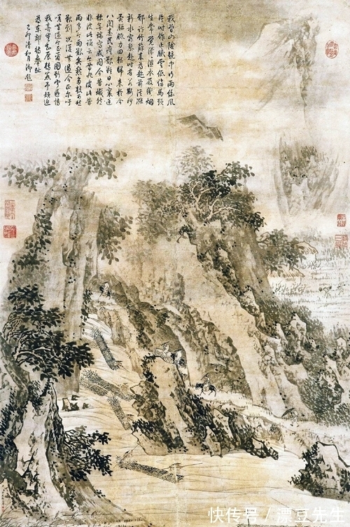 技法#有生活细节的山水画,金廷标绘《溪山行旅》