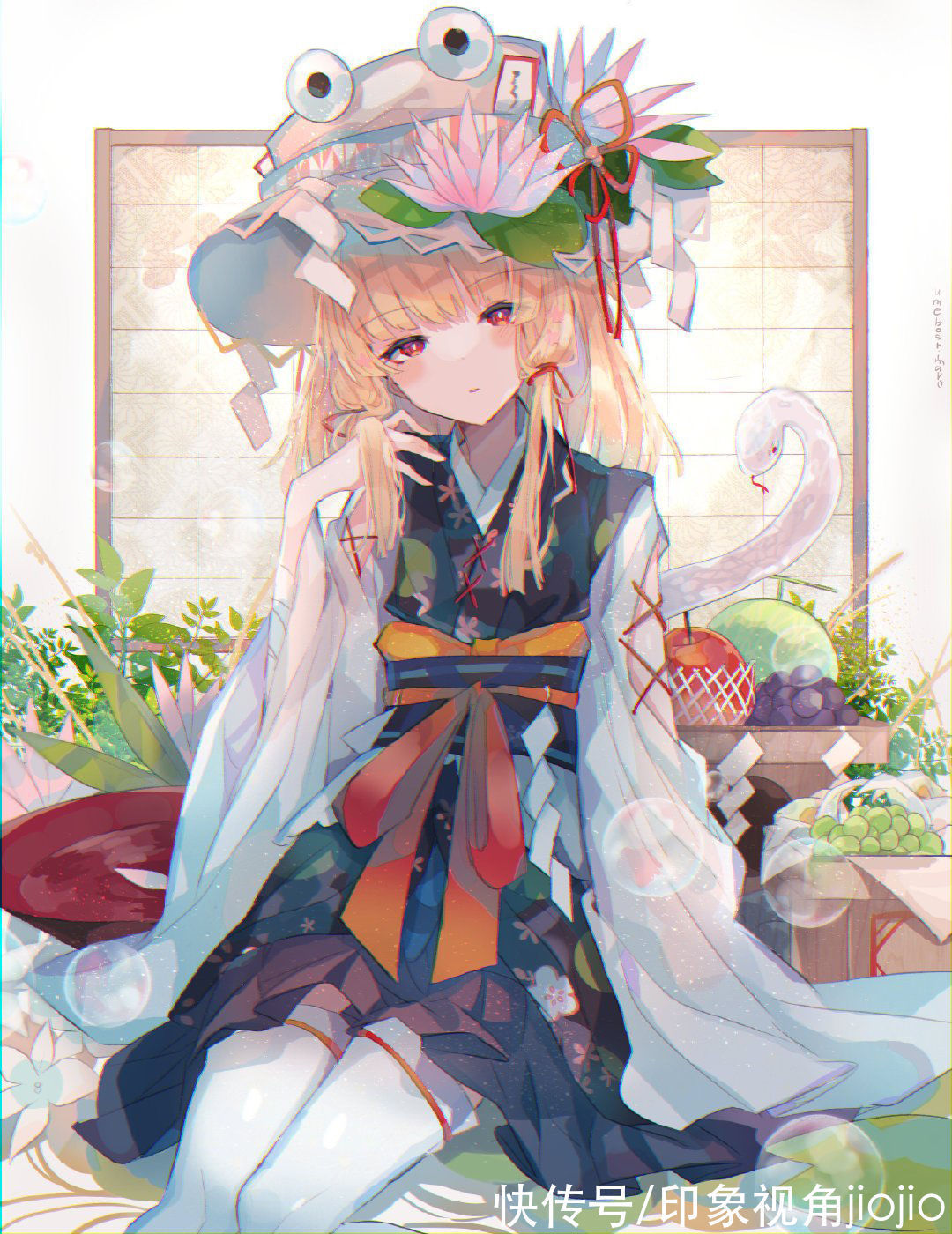 超级可爱@缤纷绚丽的和风少女插画,色彩搭配充满了碰撞感