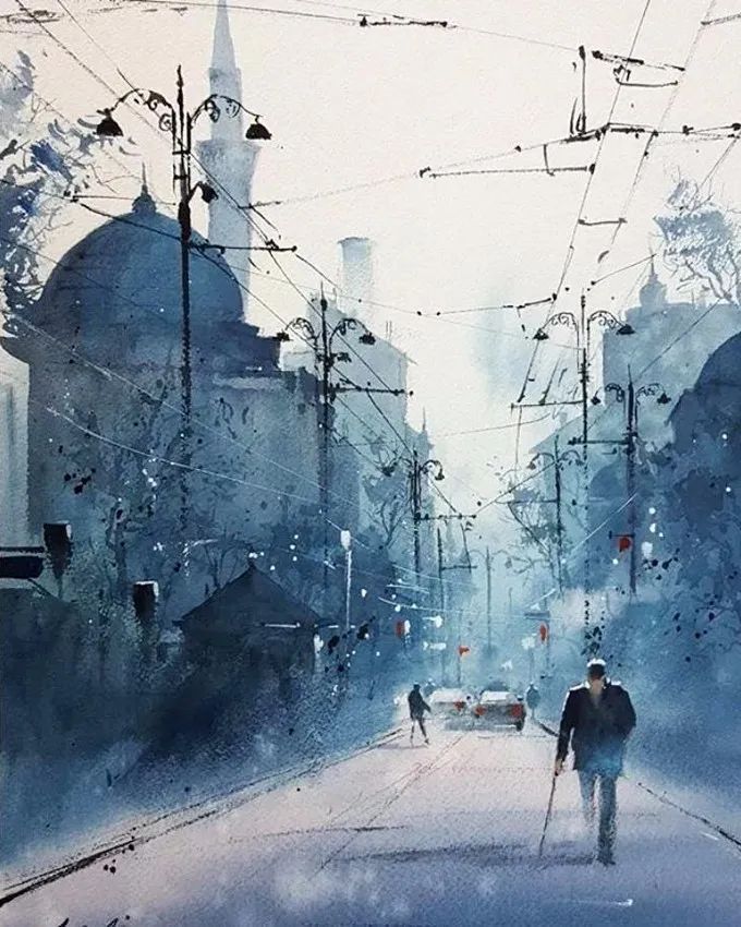 彩色调@极具美感的蓝绿水彩色调,如此画面,令人爱不舍手