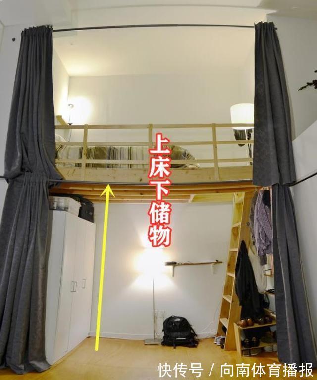 上下铺|卧室不足5㎡大,抬高1米7打造loft结构床,半空中睡觉下面能储物