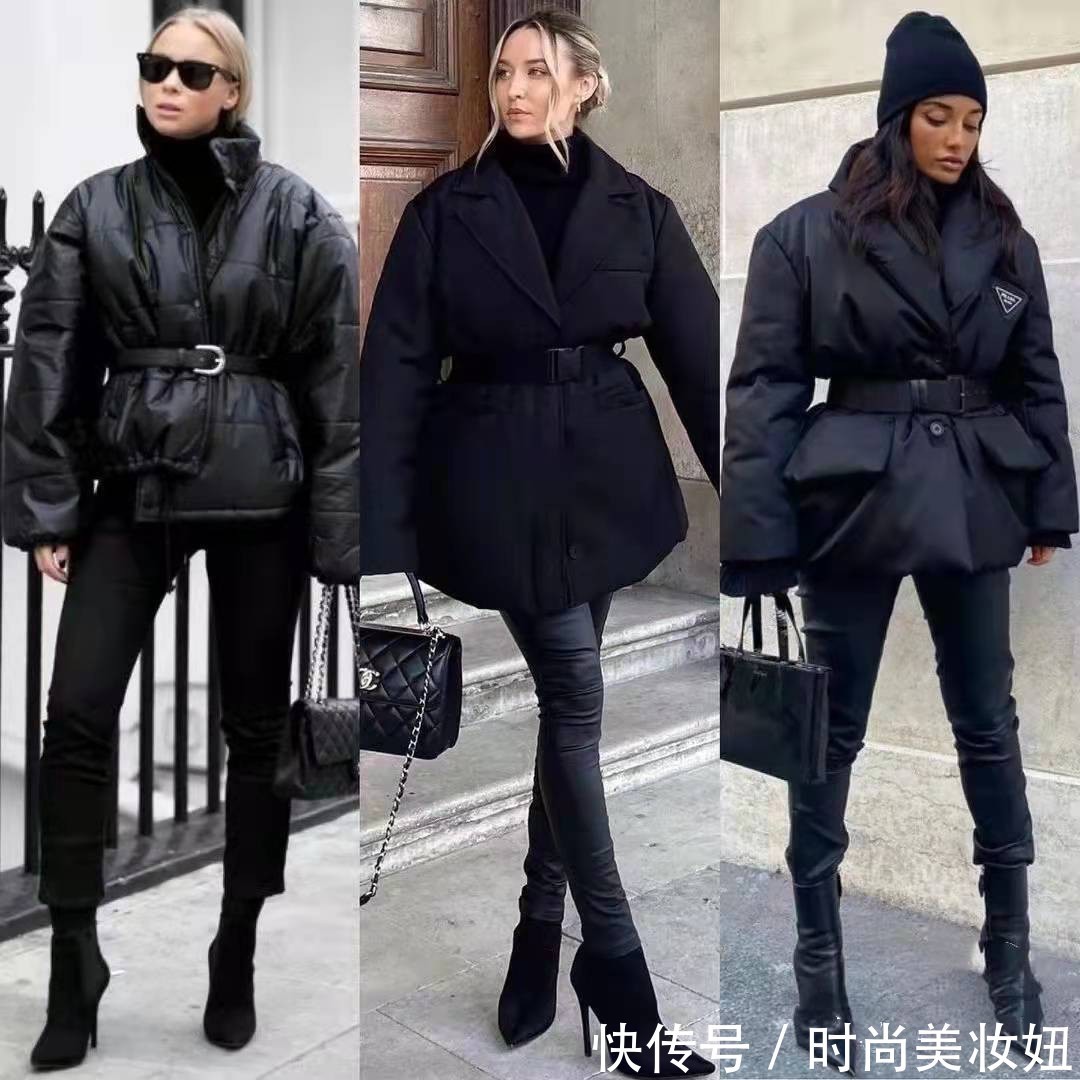 大长腿 “黑色羽绒服”原来可以这么洋气,普通人照着穿,时髦感翻倍