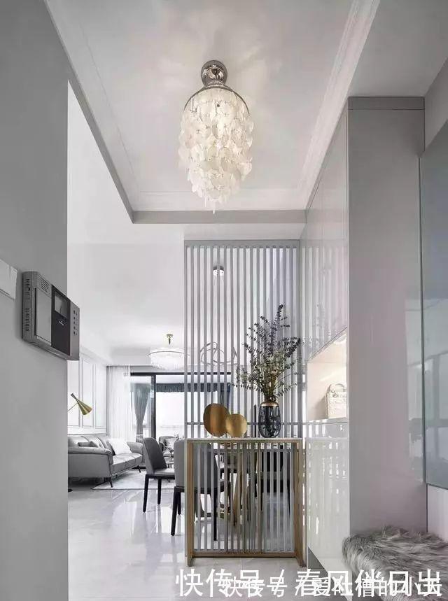 玄关柜|137平后现代风装修，轻奢大气，时尚灰白色也可以如此完美