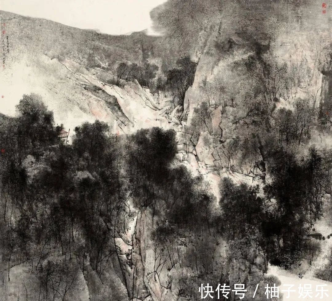 水墨&构成的画面很打眼！霍彪水墨山水画