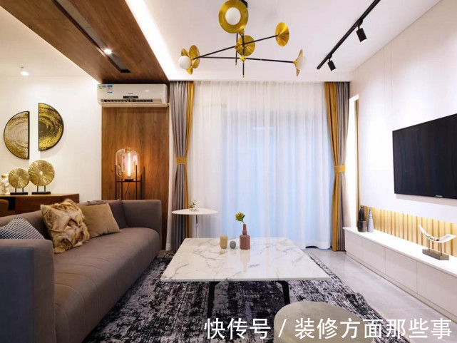 大理石|113平现代三居室将客餐厅改为开放布局,一个时尚又大气的空间